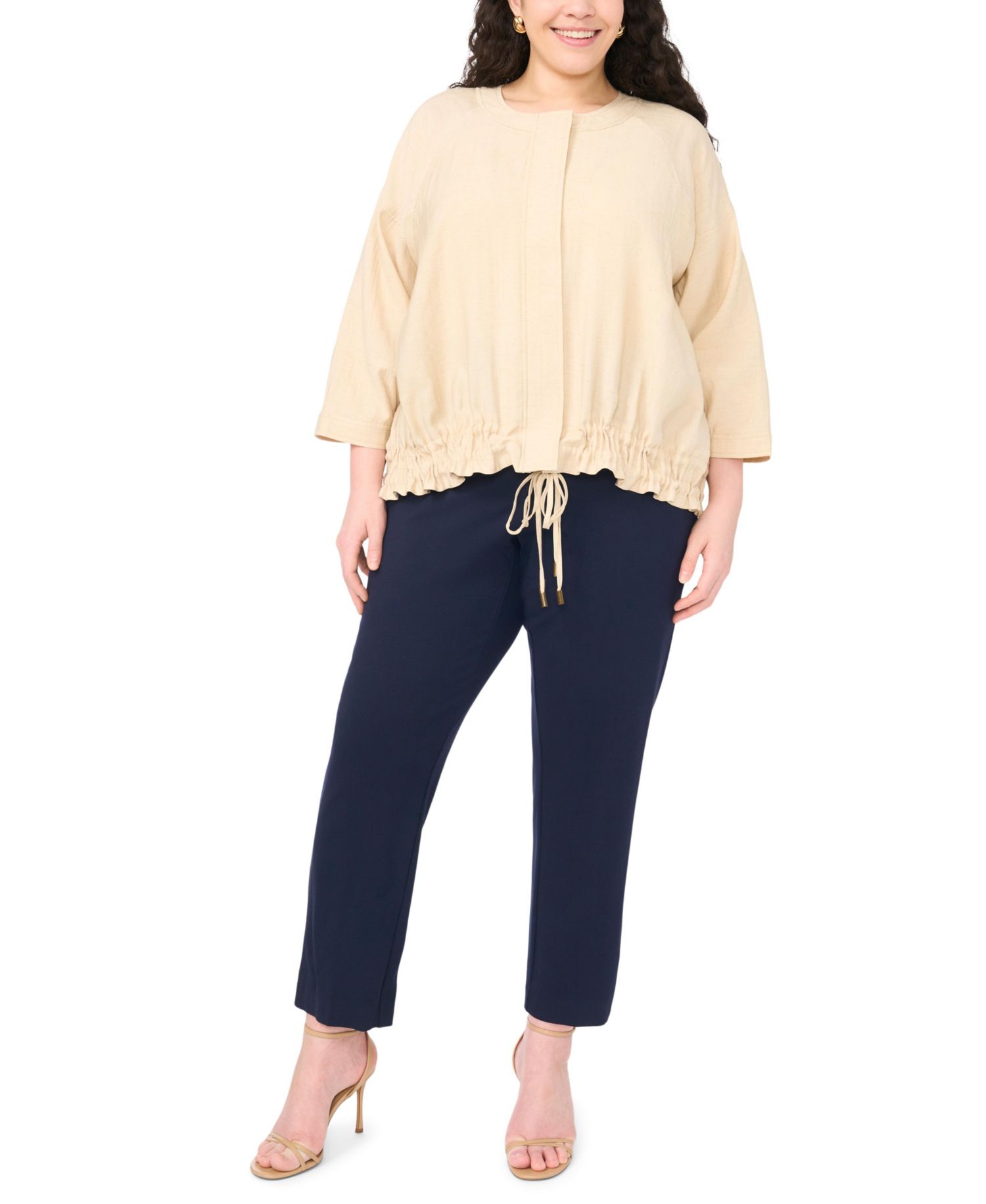 Plus Size Crewneck Cinch Raglan Jacket