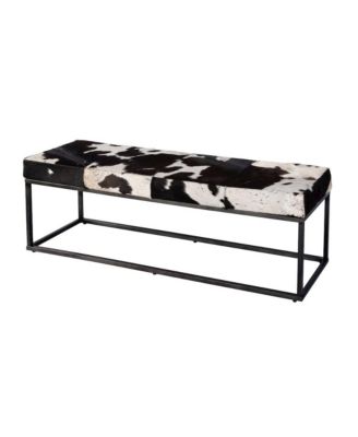 Stinson 54 in. W Hair on Hide and Iron Accent Bench