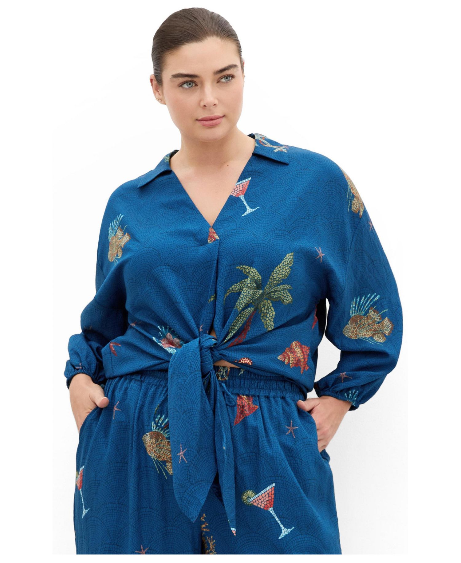 Women's Plus Size Tia Sea Print Shirt