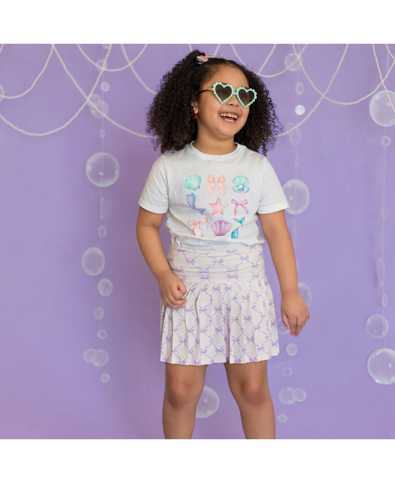 Big Girls Lavender Bow Trellis Athletic Skort