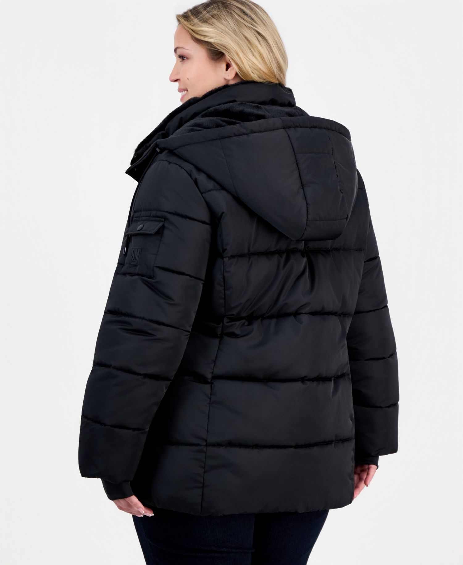 Plus Size Hooded Quilted Puffer Coat