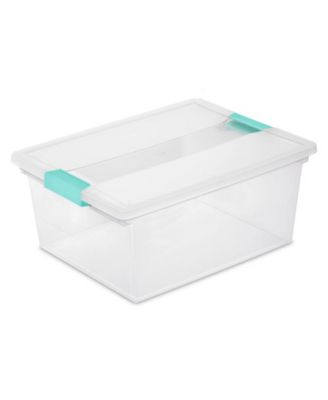 Deep Clear Plastic Stackable Storage Bin with Clear Latch Lid, 8 Pack