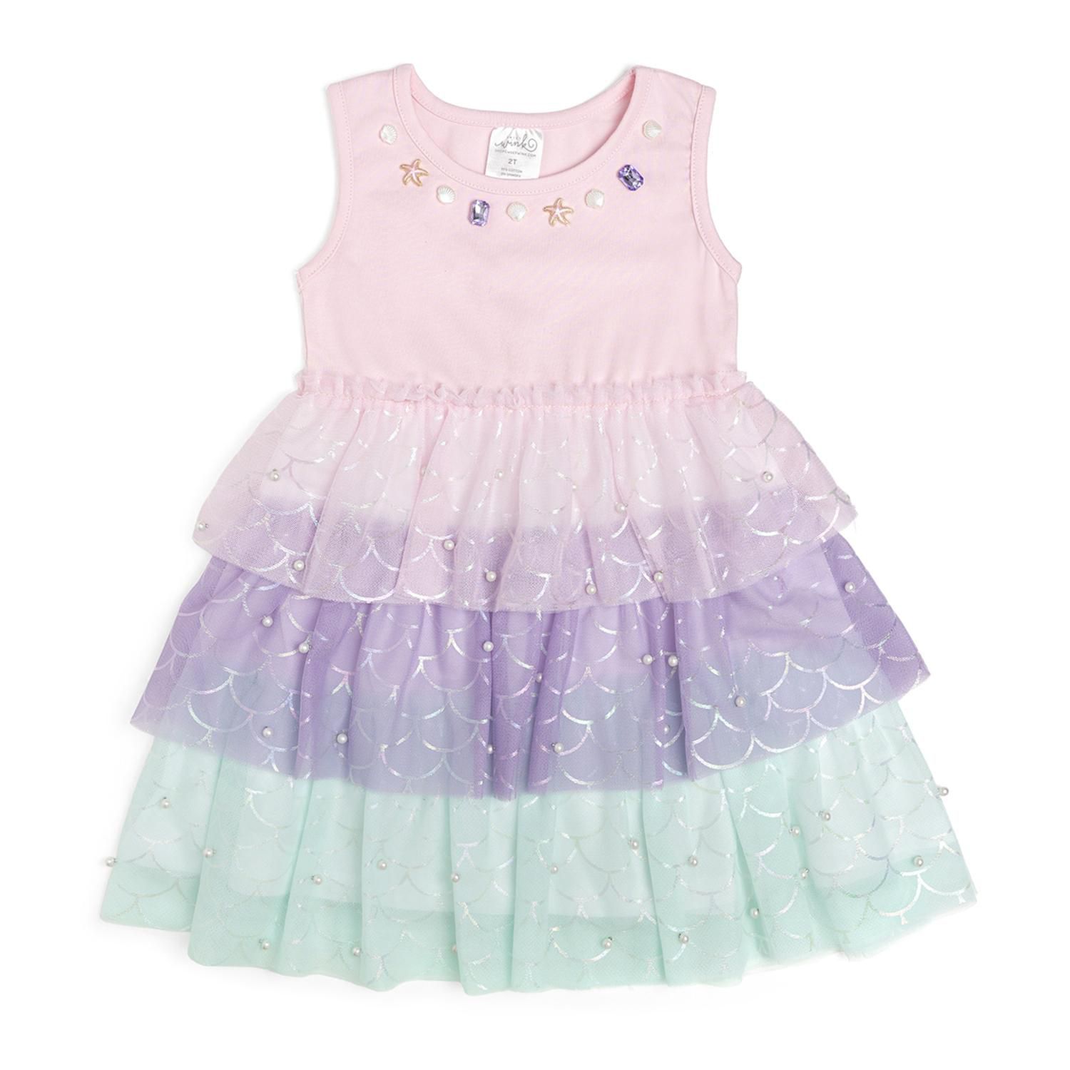 Baby Girls Mermaid Pearl Tank Tutu Dress