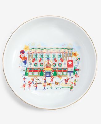 100th Thanksgiving Day Parade Gold-Rimmed Scalloped Ceramic Serving Bowl
