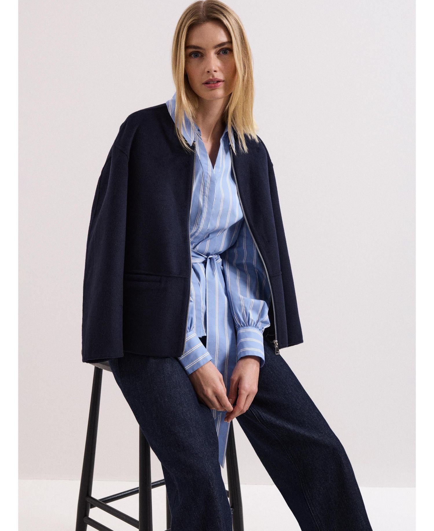 Women's Collared Statement-Belt Shirt