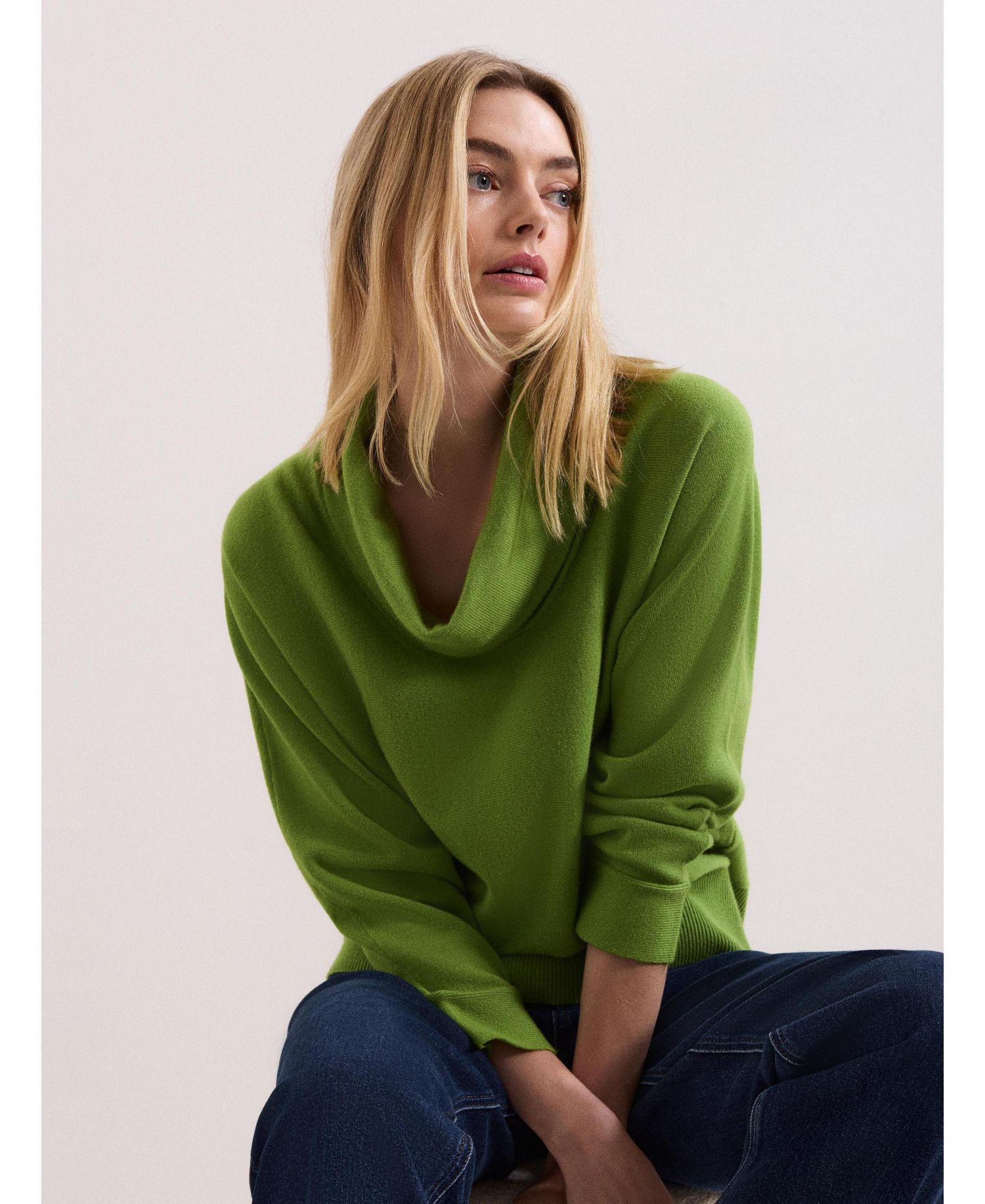 Women's Ribbed Detailing Rosalie Cowl Jumper