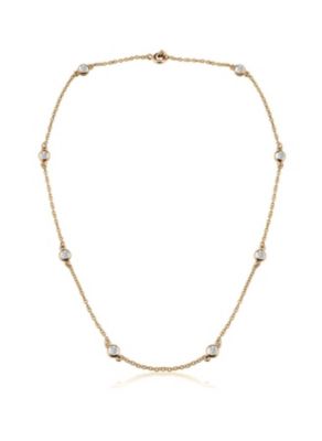 Minimalist Sterling Silver Dainty Station CZ Bezel-set Necklace