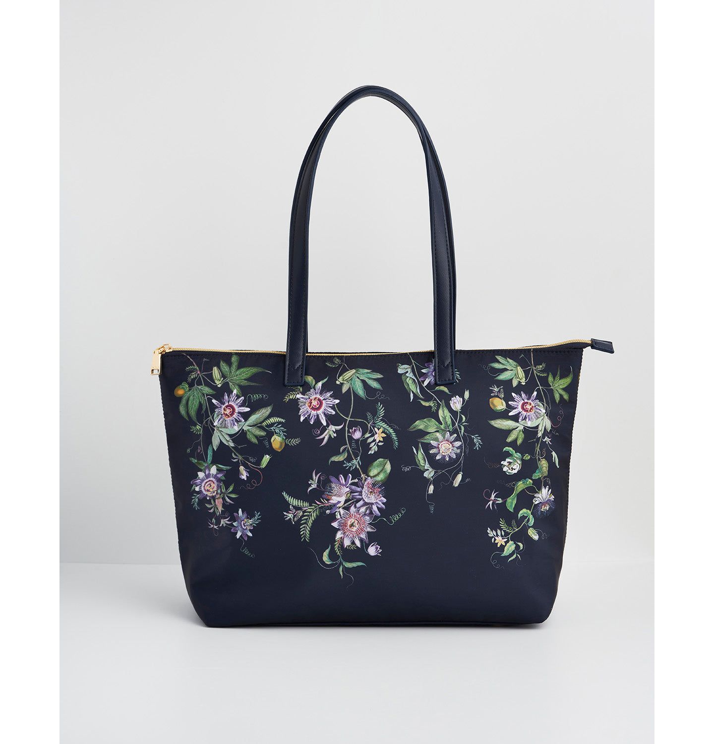 Женская сумка Fable England Passion Flower Printed Grab Tote, цвет: Тёмно-синий — фото 1