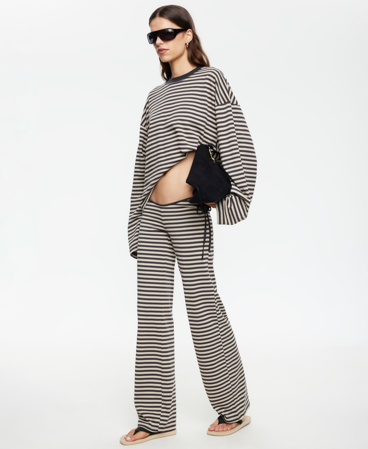 Lioness Women's Low Rise Striped Waist Tie Pants