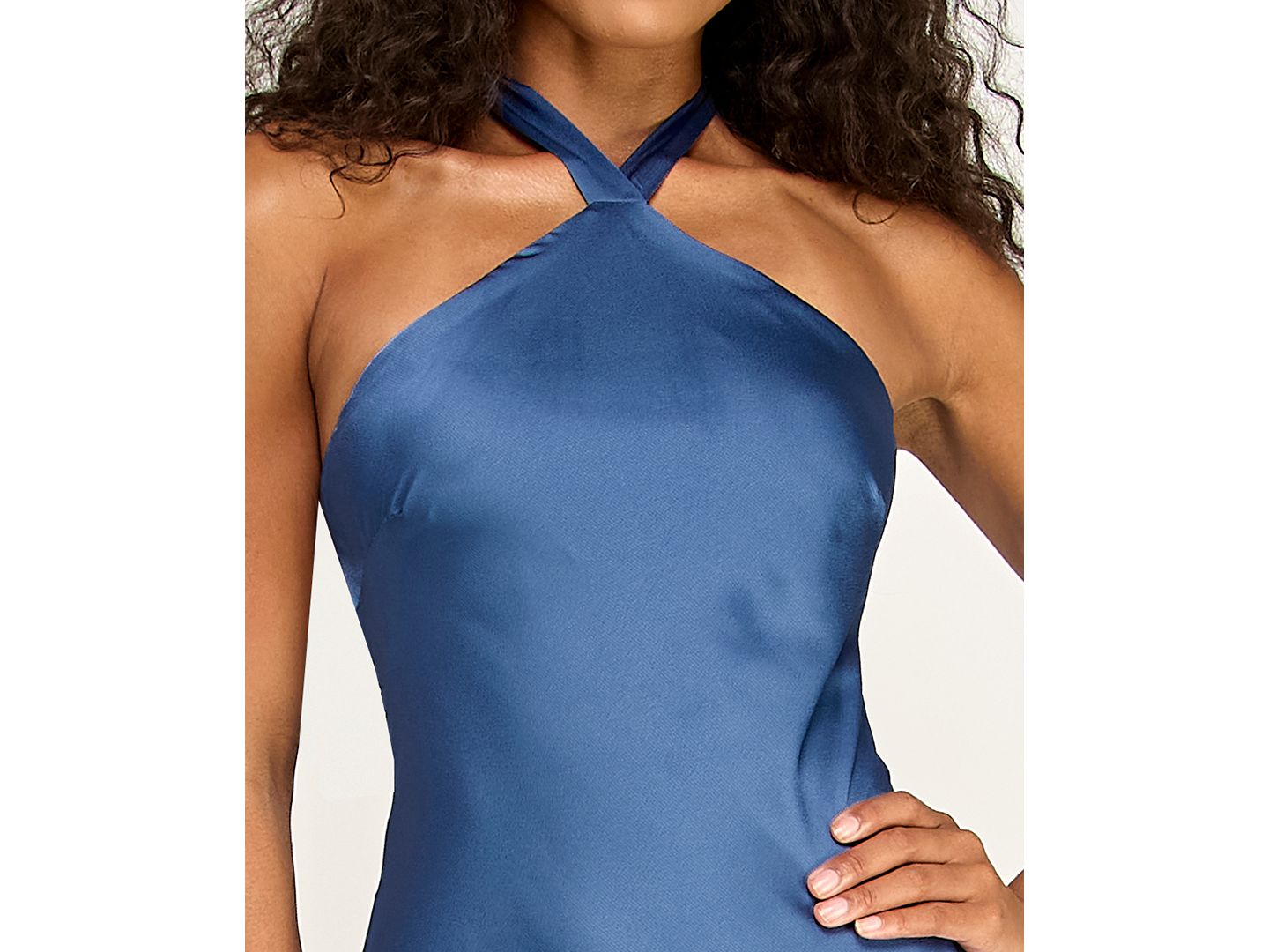 Женские платья Alex & Sophia Juniors' Satin Halter Neck Gown, цвет: Джинсовый — фото 3