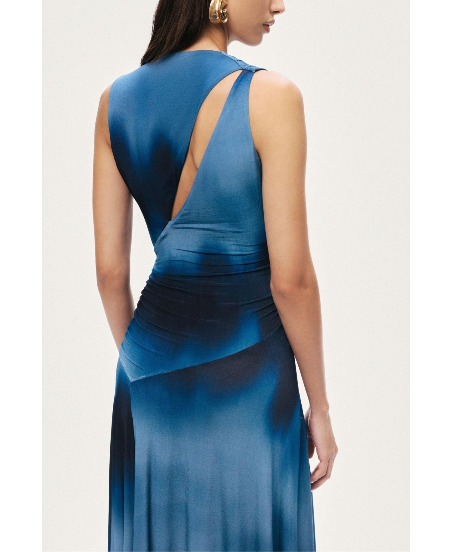 Women's Draped Asymmetric Maxi Dress