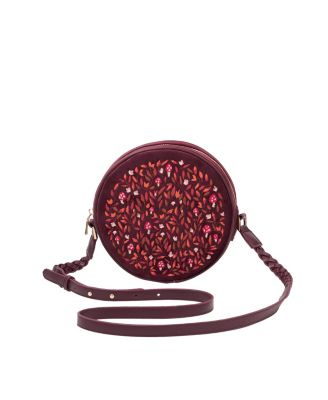 Women's Magical Mushroom Embroidered Velvet Circle Bag