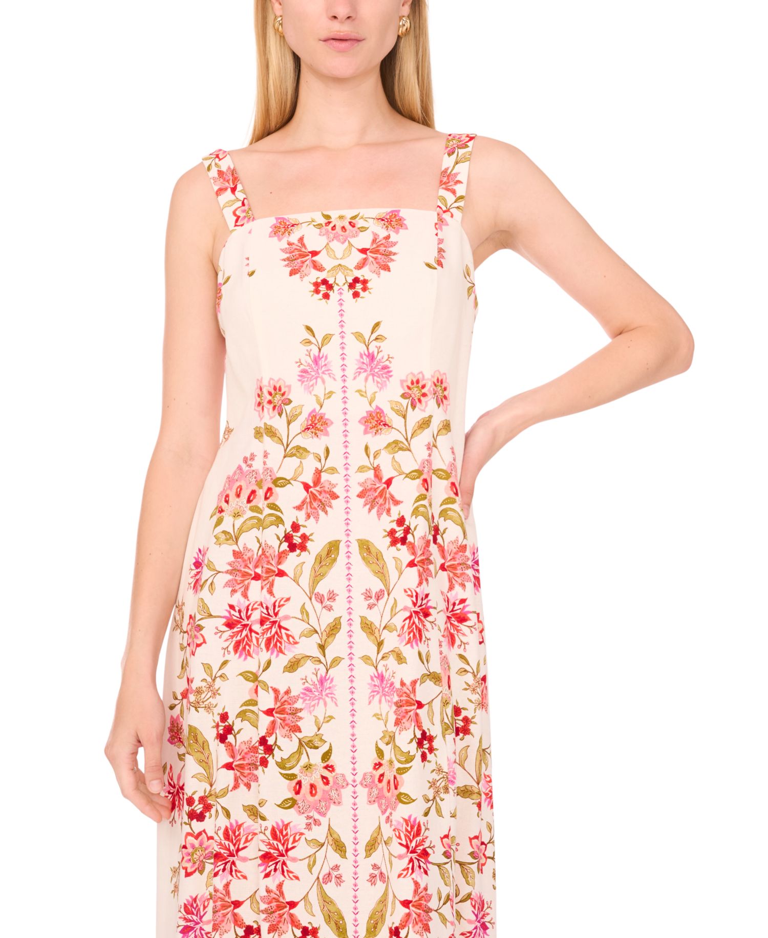 Women's Square Neck Panel Maxi Dress