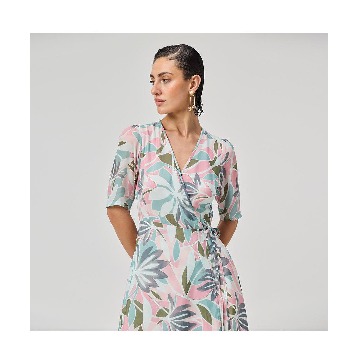 Reistor Women's Floral Print A-Line Wrap Maxi Dress view 5 — MAYCSS fashion products