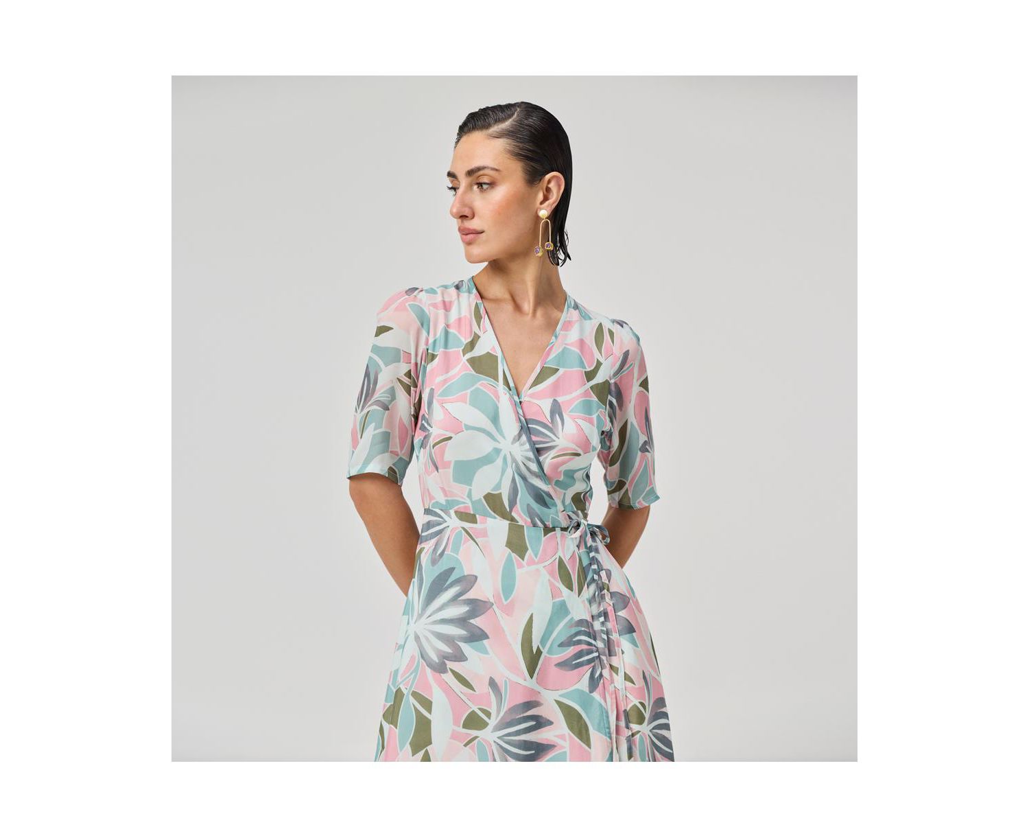 Women's Floral Print A-Line Wrap Maxi Dress