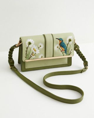 Women's Embroidered Kingfisher Cross Body Bag