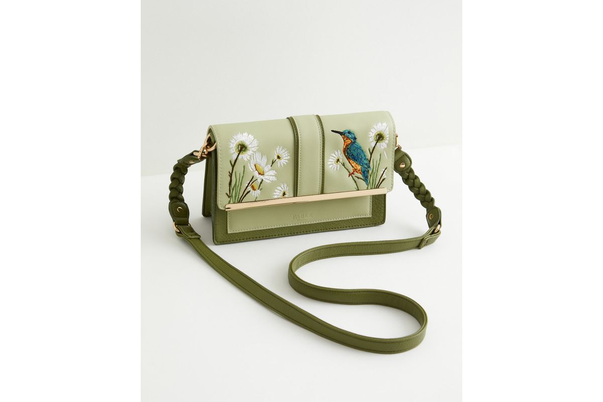 Fable England Women's Embroidered Kingfisher Cross Body Bag
