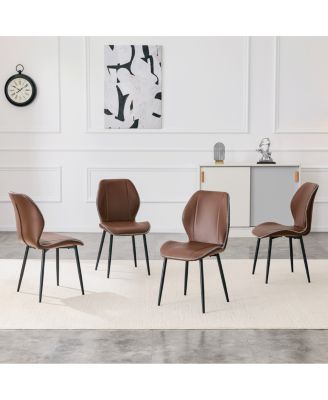 PU Leather Dining Chairs with Metal Legs