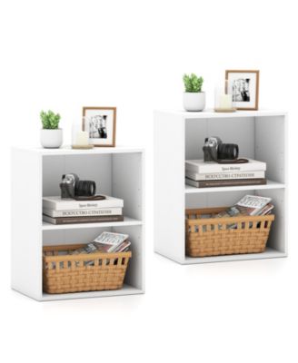 2 Piece 2-Cube Bookcase Floor Standing Open Bookshelf with 5-Position Adjustable Shelf