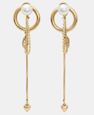 Gold-Tone Chain Reaction Front-Back Linear Drop Earrings