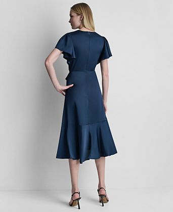 flowy work dresses Dress For Women V Neck Long Sleeves Solid Color Casual Summer Womens with Pockets below The Knee Dresses Womens Dresses for Dresses for Beaches Short Dress with Pockets Womens Free Returns! Allegra K Stand Collar Long