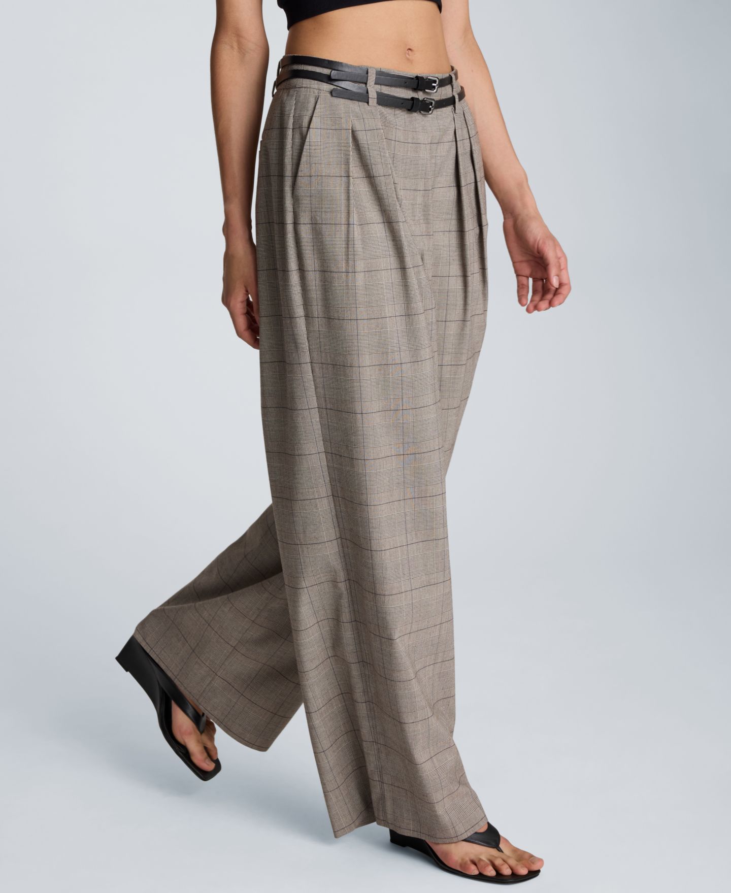 Женские брюки Kenneth Cole Wide-Leg Double Belt, цвет: Песочный рыжевато-коричневый — фото 3