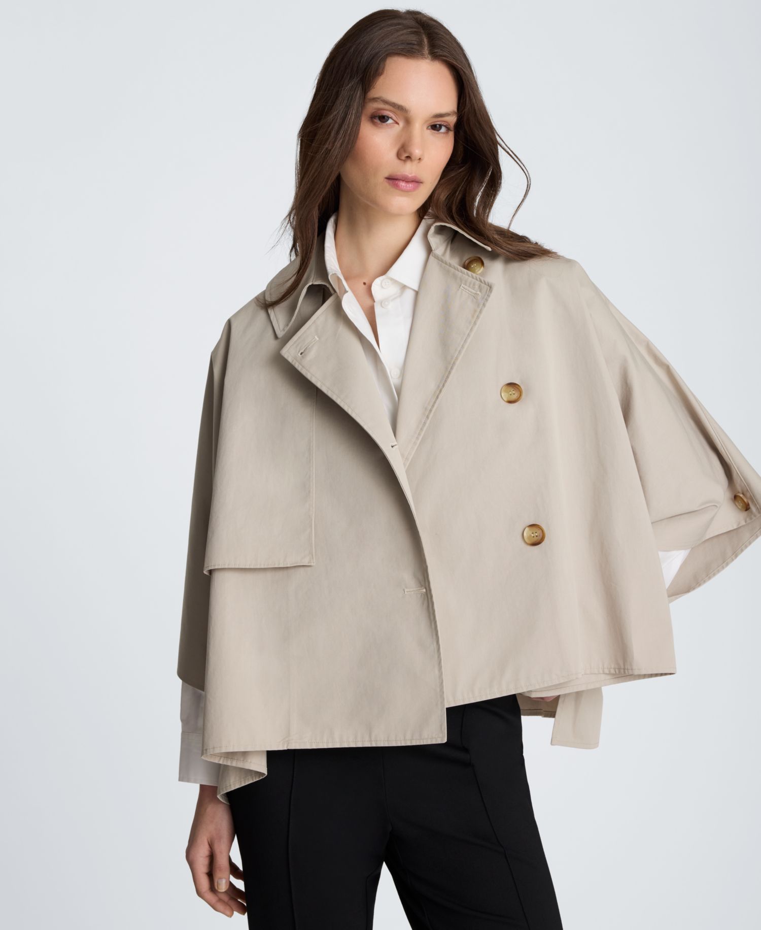 Women's Notch Collar Trench Cape Jacket