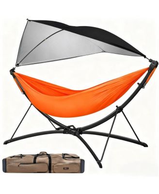 Portable Outdoor Hammock with Quick-Fold Stand, Sunshade, and Storage Bag