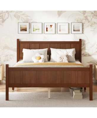 Minimalist Modern Full Size Platform Bed with Wood Grain Finish