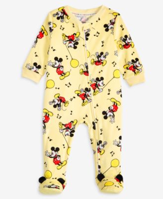 Baby Boys' & Baby Girls' Mickey Mouse Zippered Footed Onesie