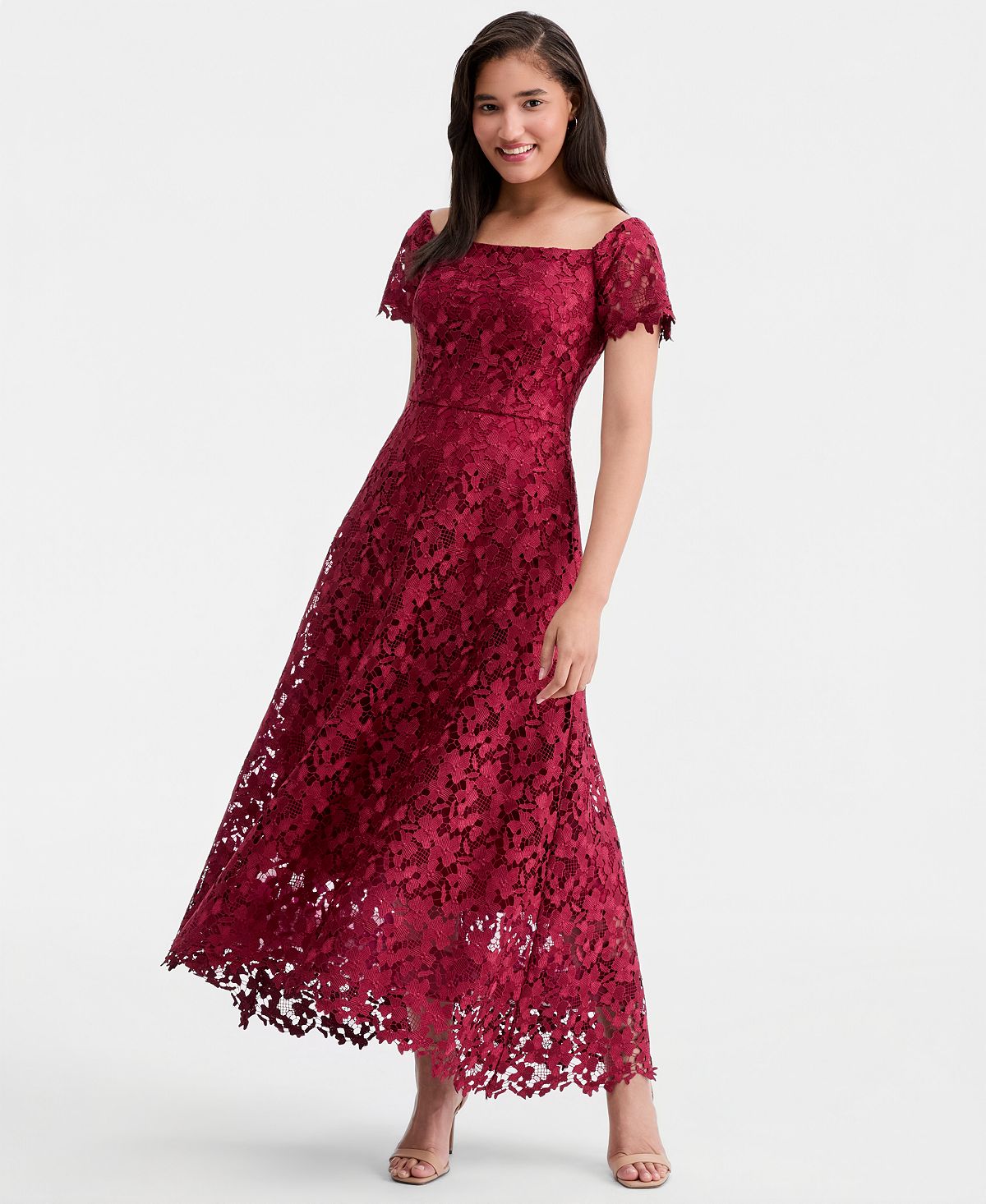 XSCAPE Women's Lace High-Low Ball Gown view 1 — MAYCSS fashion products