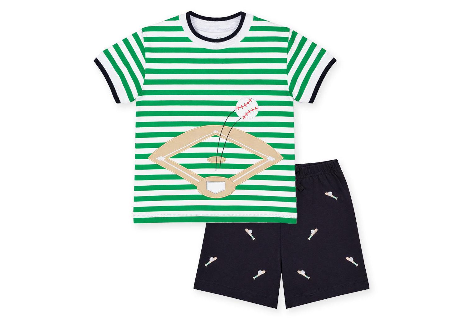 Little Boys Knit Short Set With Baseball Field