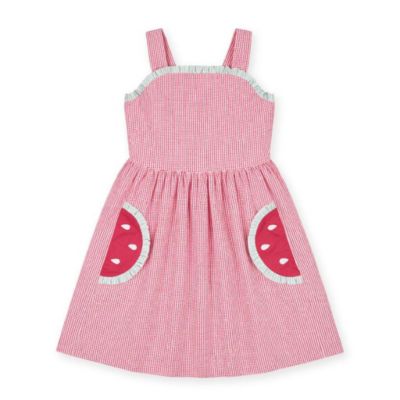 Big Girls Check Seersucker Dress With Watermelon