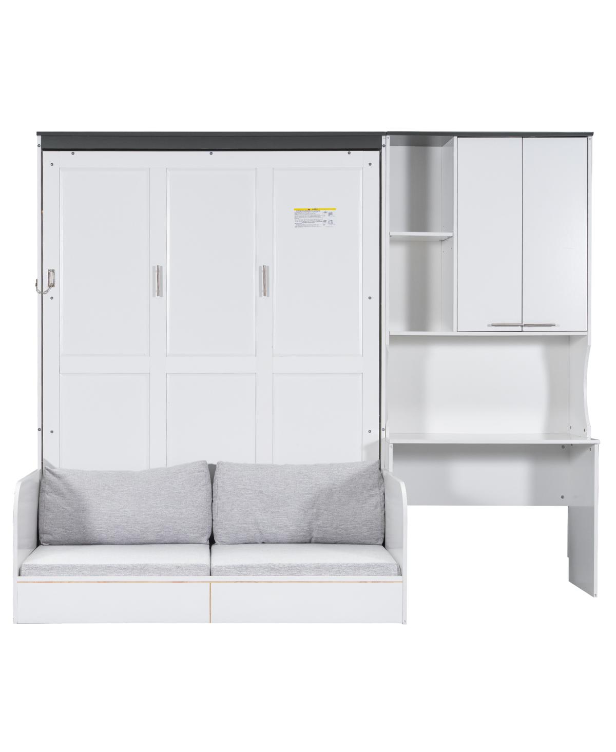 Streamdale Furniture Multi-Functional Murphy Bed With Sofa, Desk, And Storage - Queen Size
