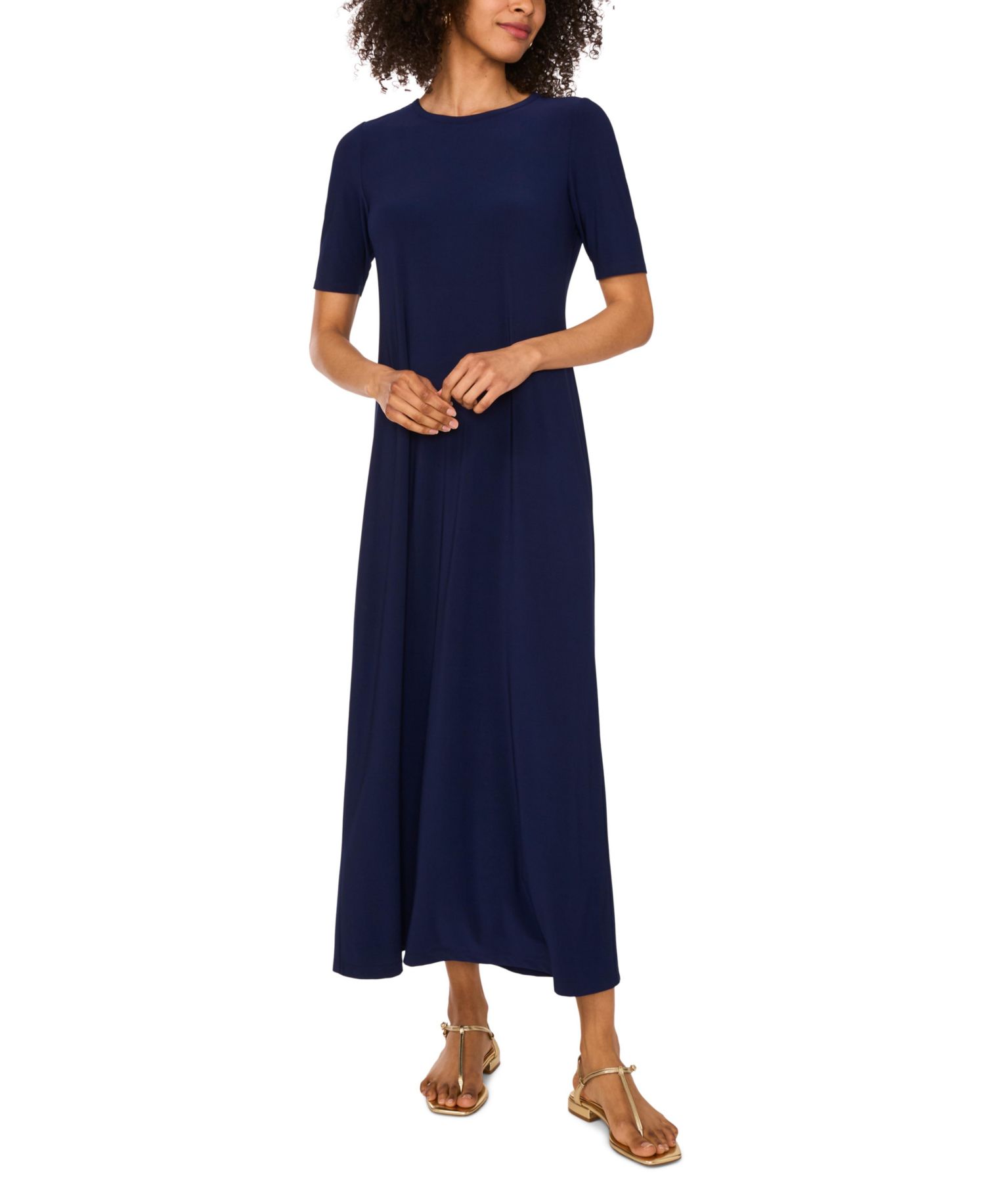 Women's Elbow-Sleeve Maxi Dress