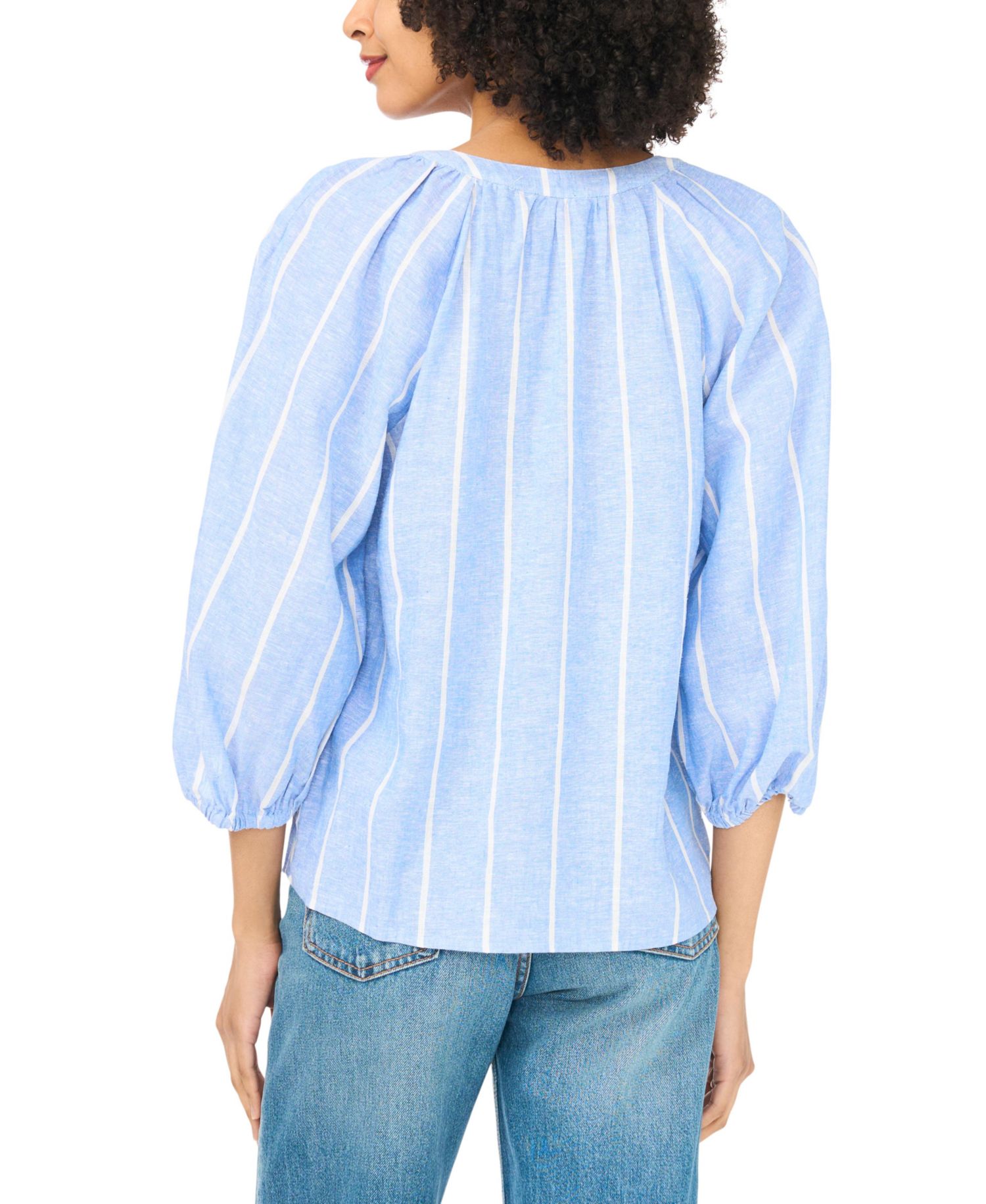 Women's V-Neck Raglan-Sleeve Button-Down Blouse