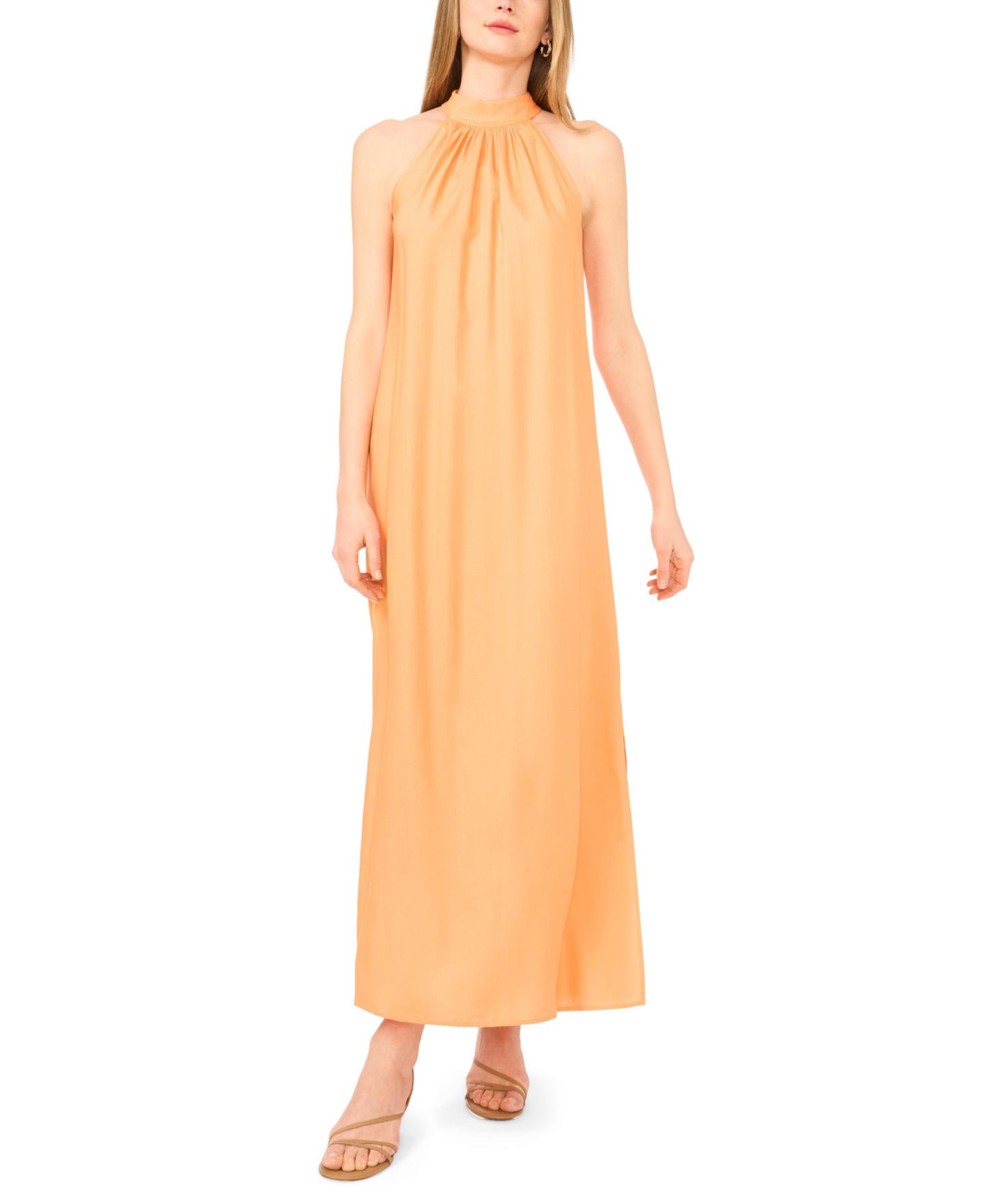 Женское платье Vince Camuto Halter Neck Tie-Back Maxi, цвет: Оранжевый — фото 2