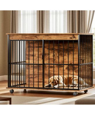 Large Wooden Dog Crate Furniture with Tray for Medium to Large Dogs