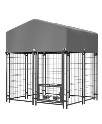 Heavy Duty Outdoor Dog Kennel with Roof, 4.23'x3.83'x4.83'