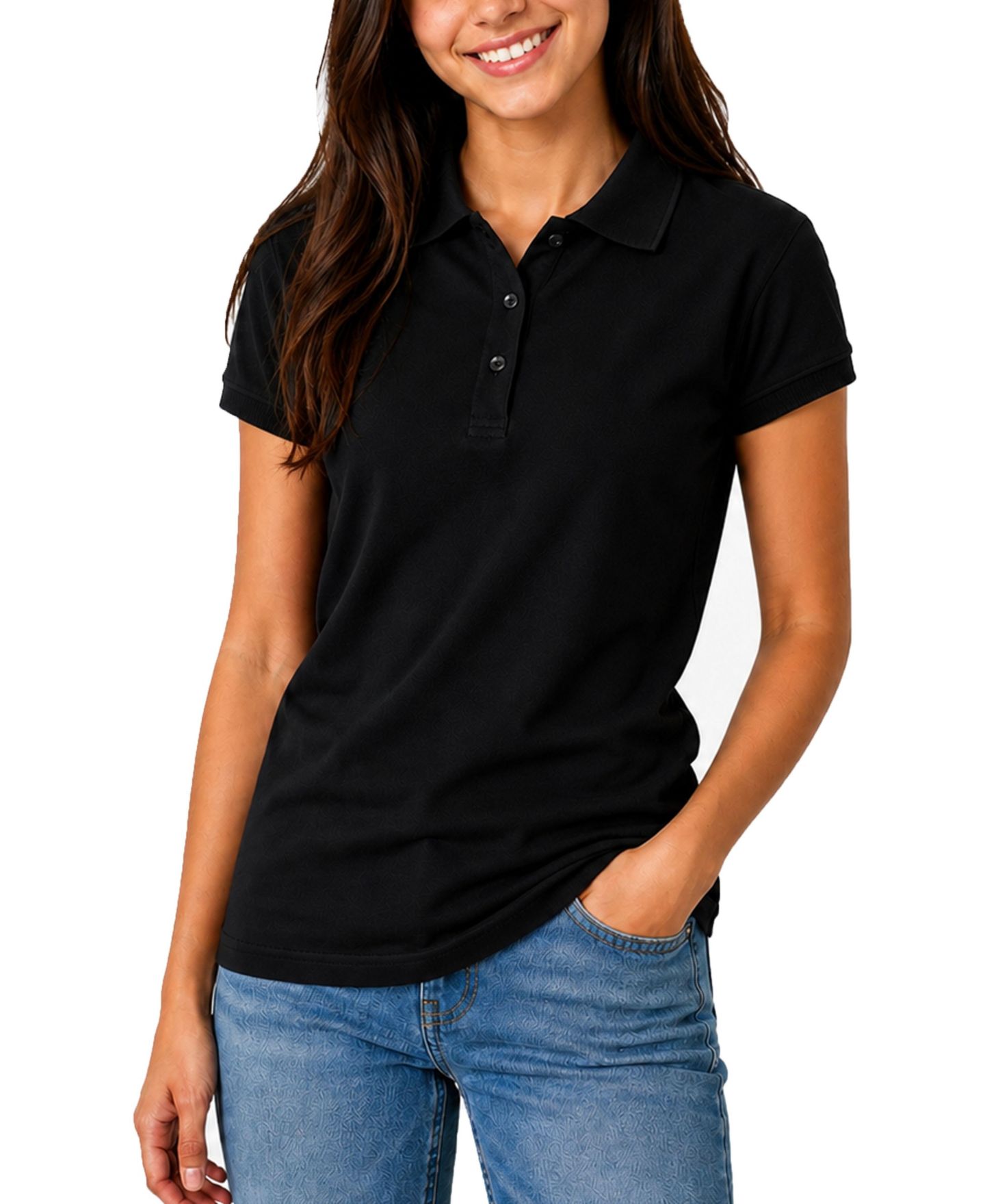 Женское поло Galaxy By Harvic Short Sleeve School Uniform Pique Polo Shirt, цвет: Чёрный — фото 1