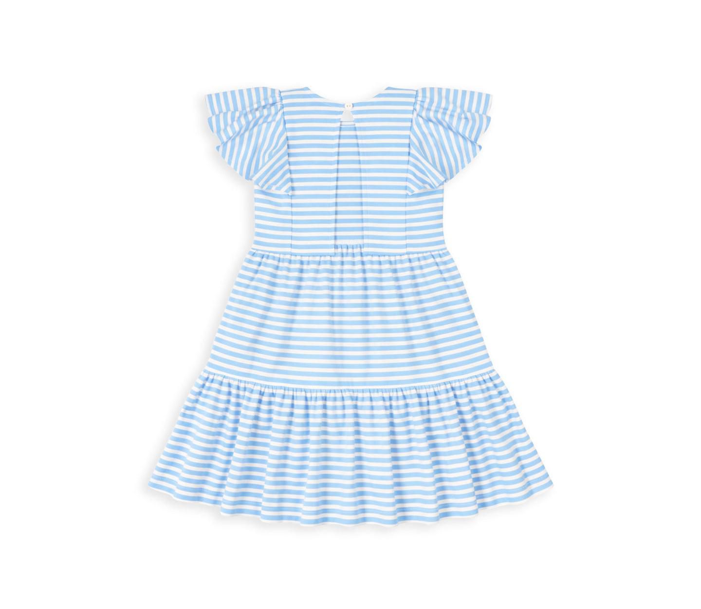 Платье Florence Eiseman Stripe Knit Dress With Heart Cherries для девочек, цвет: Средний синий — фото 3