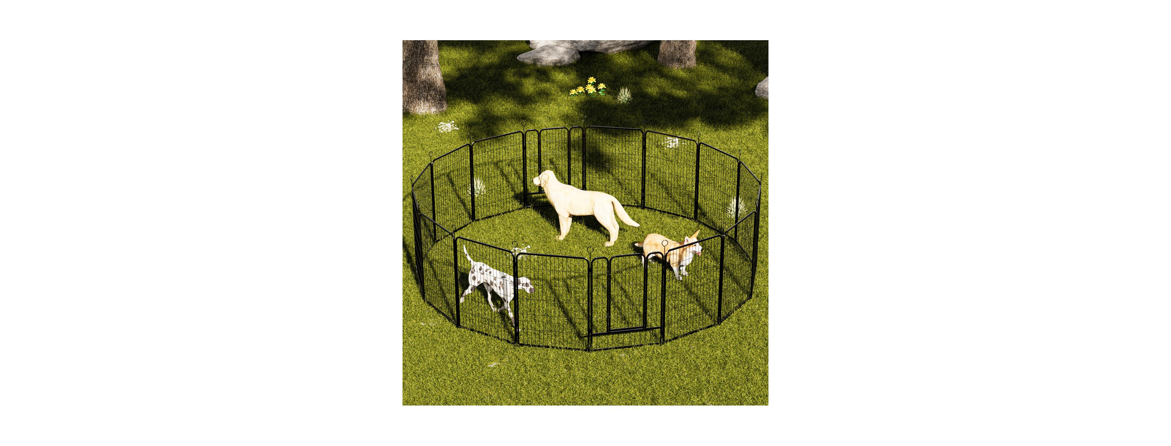 Streamdale Furniture 16-Panel 40-Inch Heavy-Duty Metal Dog Playpen - Indoor/Outdoor Pet Fence