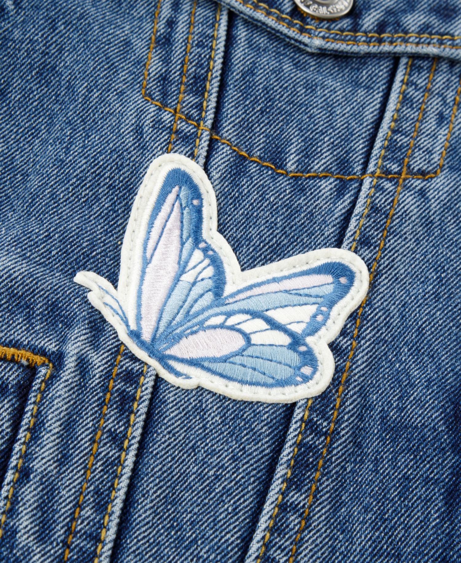 Girls' 7-16 Patched Denim Trucker Jacket