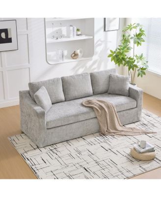 Modern Casual Chenille Sofa, Deep Seat, Three-Seater, Removable Cover