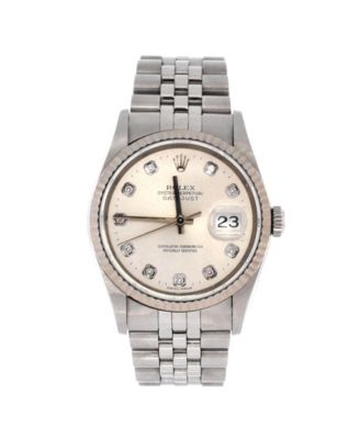Pre-Owned Rolex Oyster Perpetual Datejust Automatic Watch in Stainless Steel and White Gold with Diamond Markers 36mm - Dial color: silver