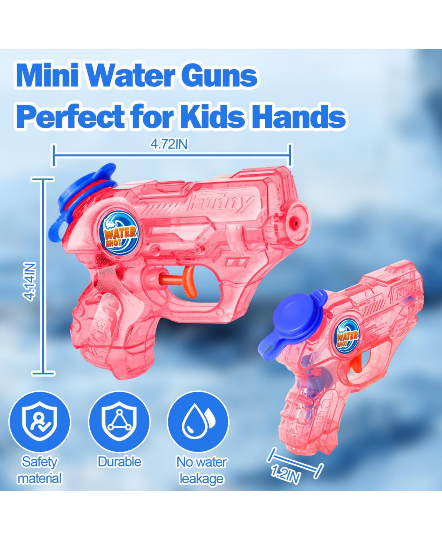 Детский мини-водный пистолет Gnuadz Super Soaker для бассейна и вечеринок, цвет: Синий розовый — фото 4