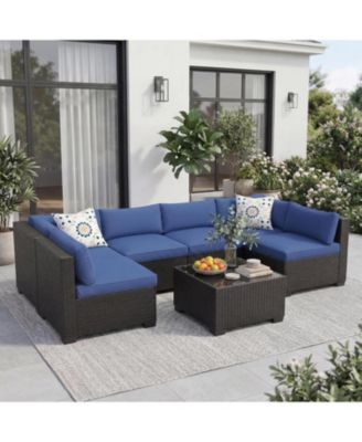 Adults Outdoor Sectional Sofa Set, Iron Wicker Patio Seating.