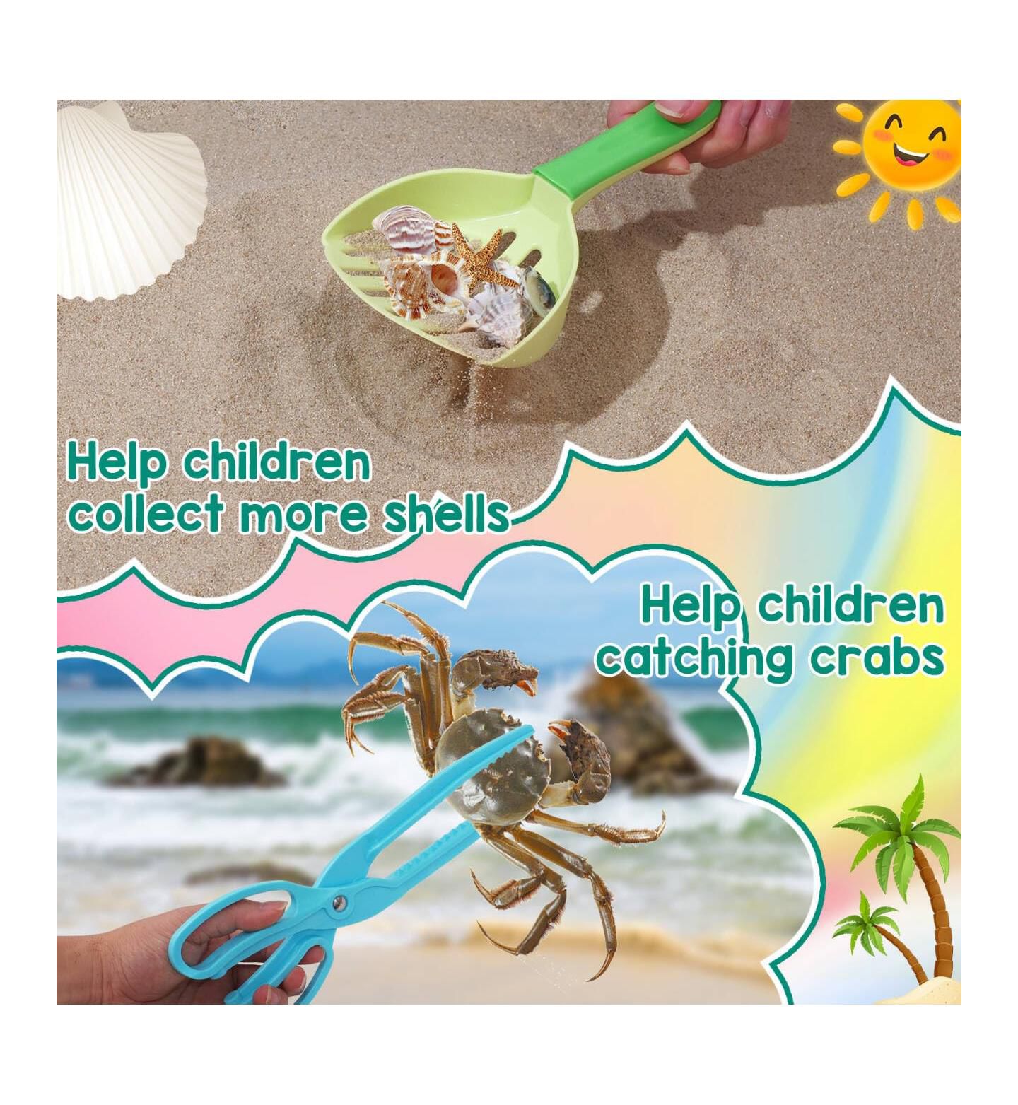 Детские игрушки GNUADZ 11-Piece Beach Sand Toys Set with Foldable Bucket and Mesh Bag, Ages 2+, цвет: Разноцветный — фото 3