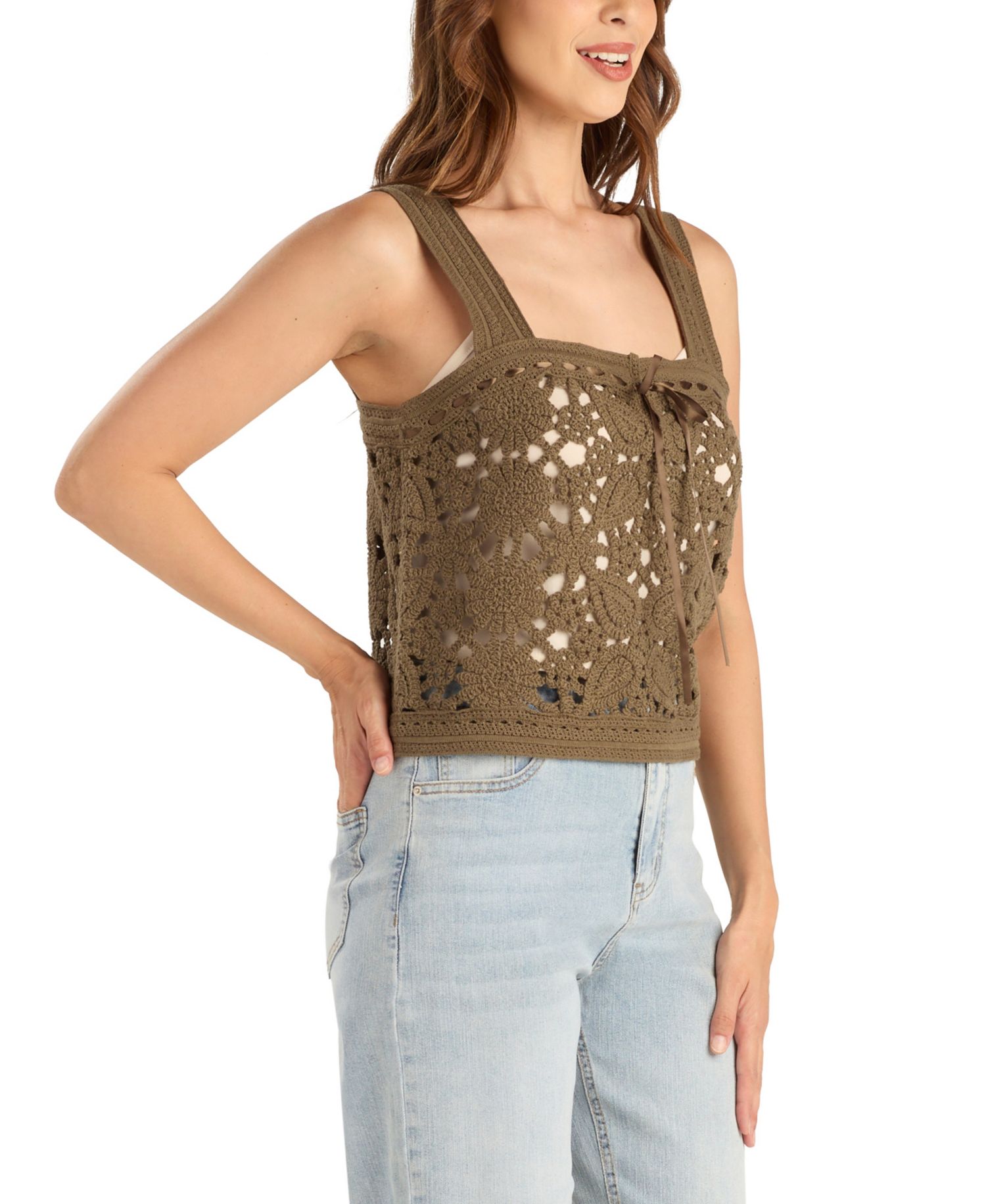 Women's Crochet Ruffle Sleeveless Tank Top