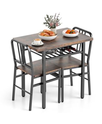 3 Piece Dining Table Set with Rectangular Table and 2 Chairs